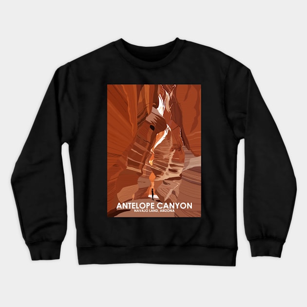 Antelope Canyon Navajo Land Arizona Vintage Minimal Retro Travel Poster Crewneck Sweatshirt by jornvanhezik